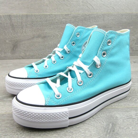Chuck Taylor All Star Lift Platform Canvas Women's Size 8 Cyan White NEW - Picture 4 of 14